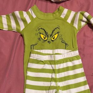 Green and White Striped Kids Pajamas